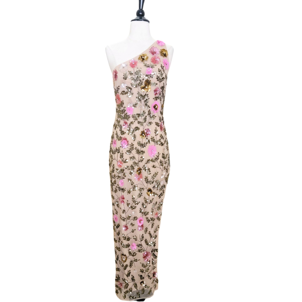 Mac Duggal One-Shoulder Floral Sequin Maxi Dress - Picture 2 of 13